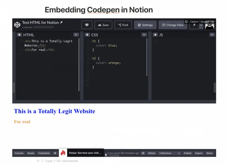 How to Embed Codepen into Notion