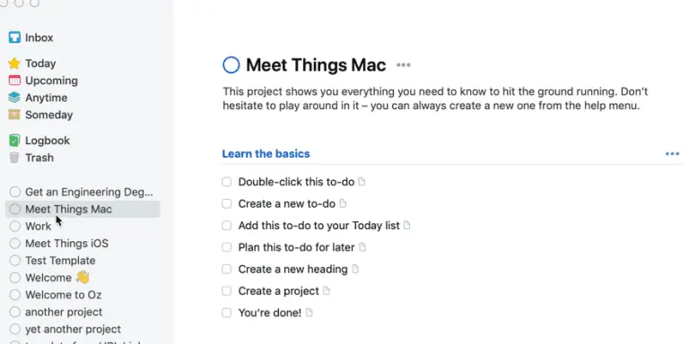 How to Use Things for Mac