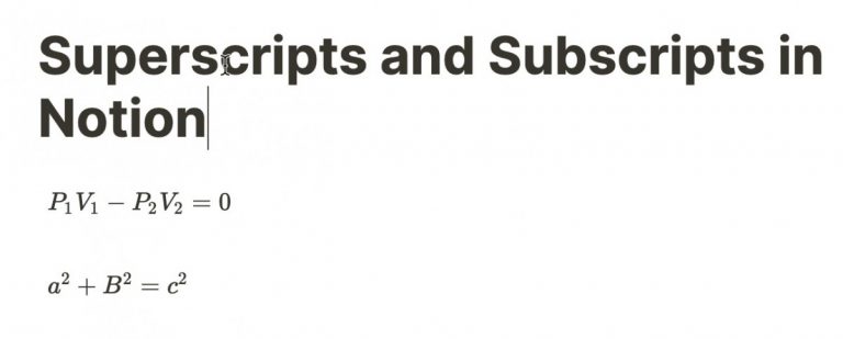 How to Superscript and Subscript in Notion
