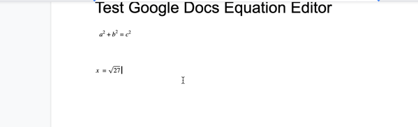 Two equations in Google Docs