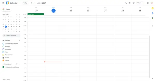 Week view in Google Calendar