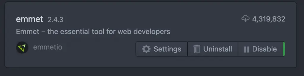 Emmet atom package installed in Atom