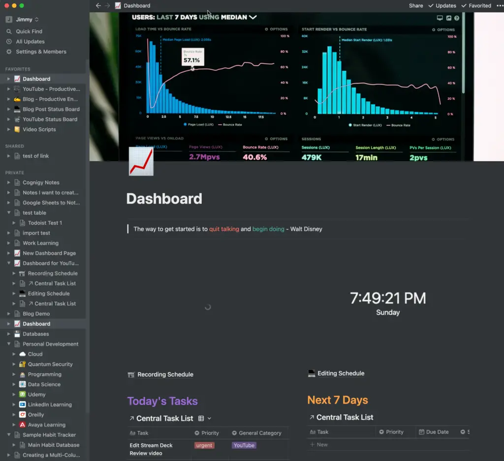 Notion dashboard