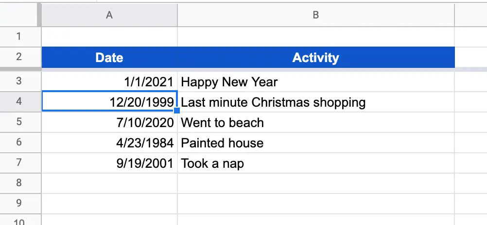 Selecting a cell in Google Sheets