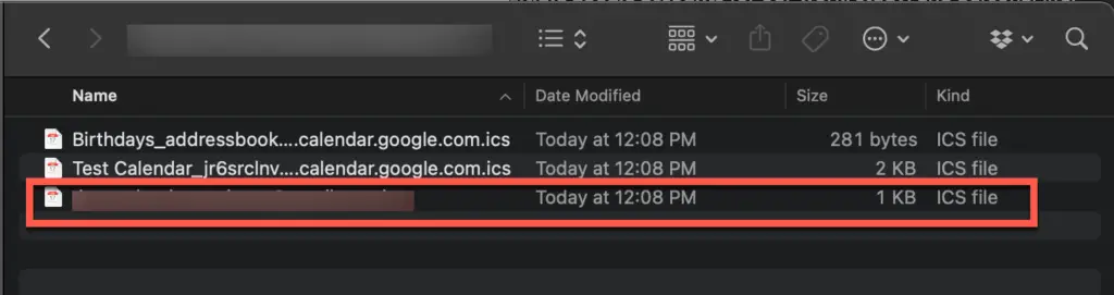 ICS files from Google Calendar Export