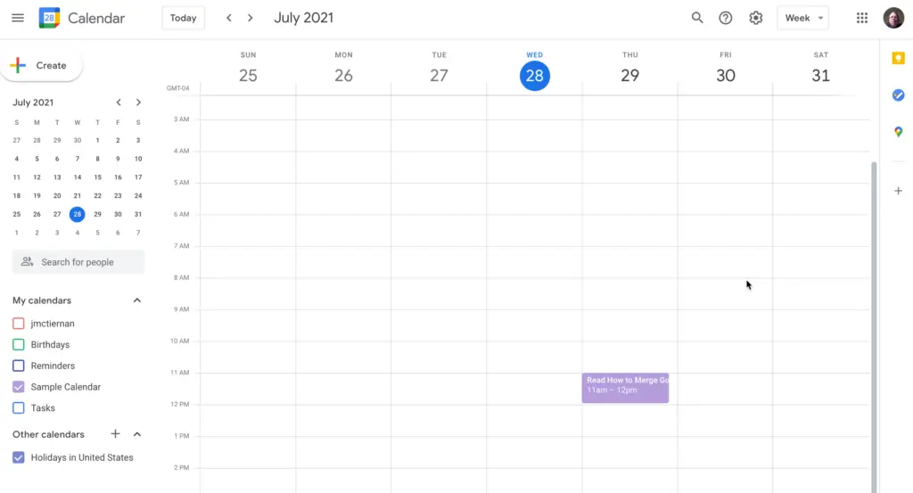 Another Google Calendar account