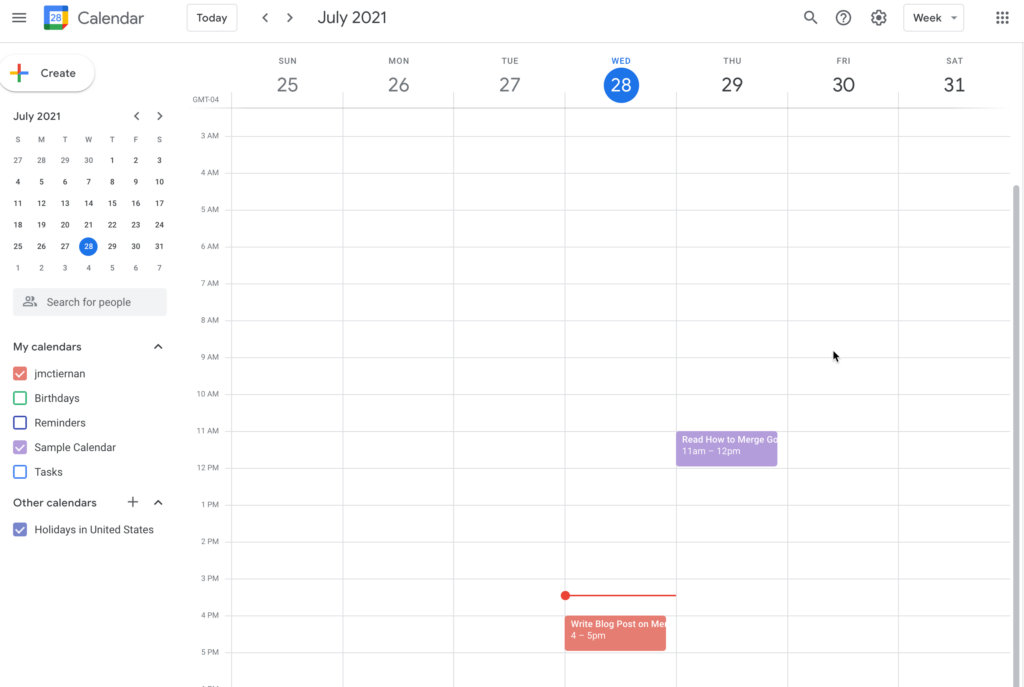 Merged Calendars in Google Calendar