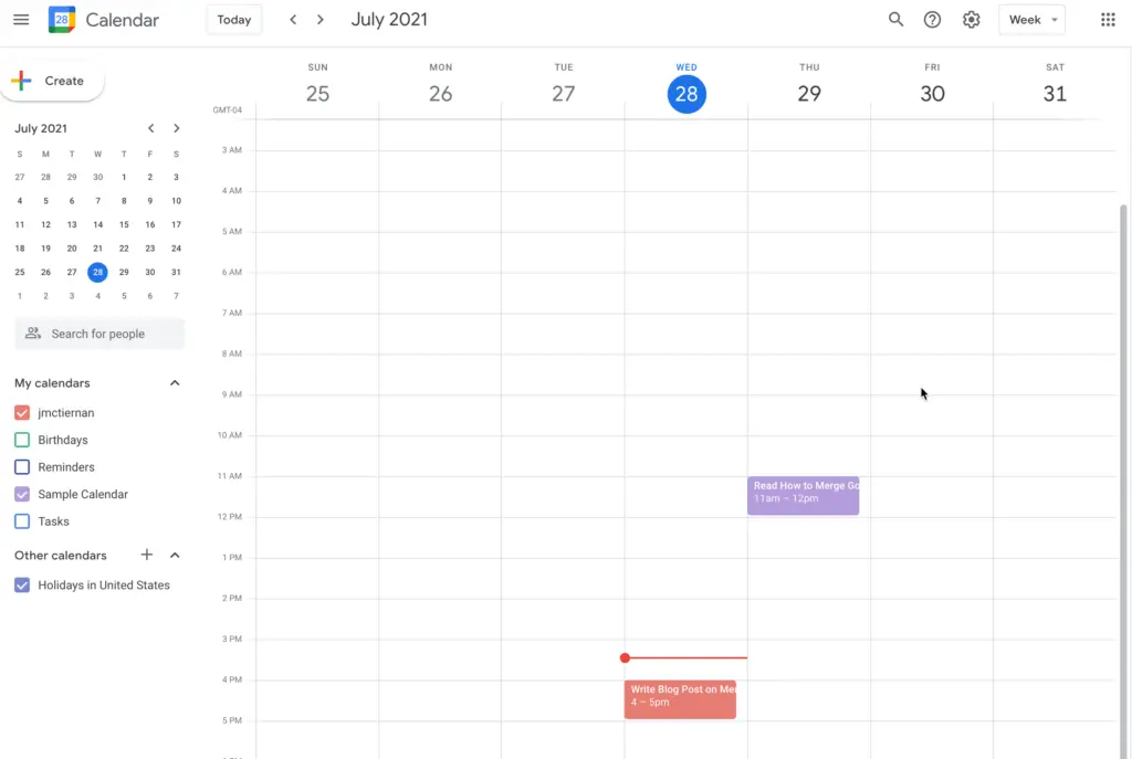 Merged Calendars in Google Calendar