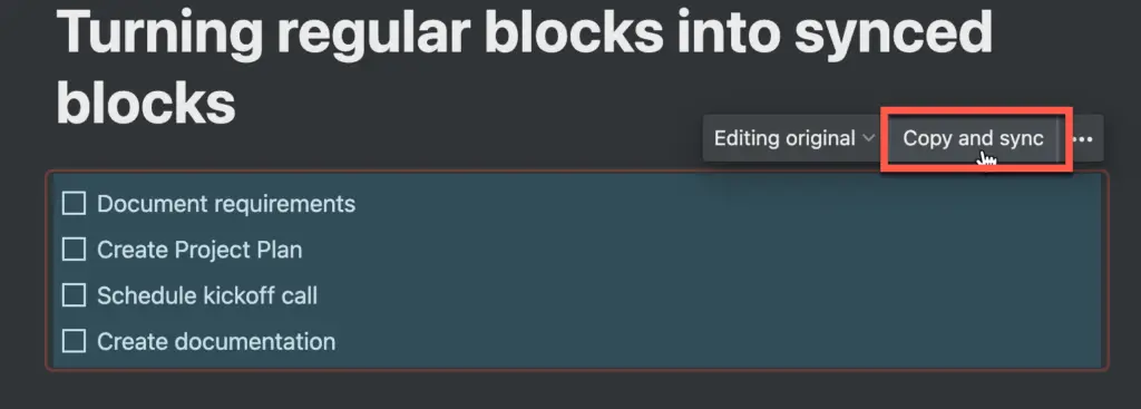 Todo list in a synced block in Notion