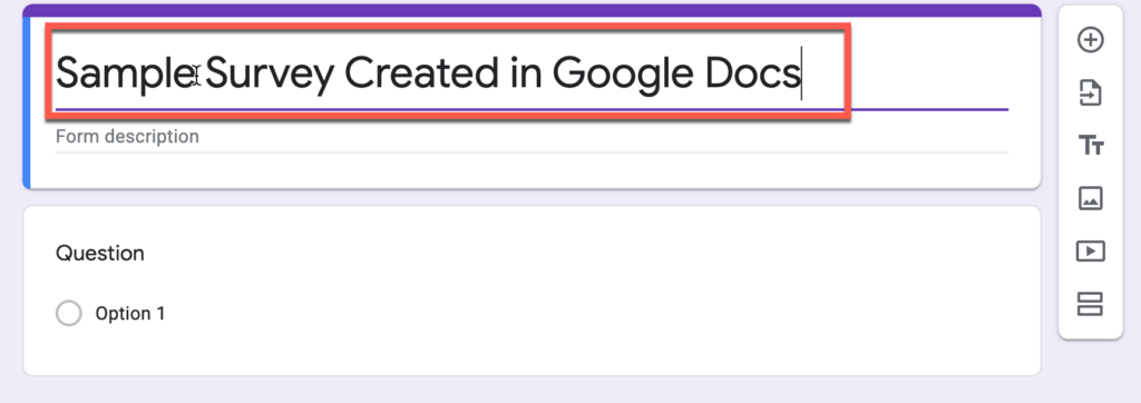Editing title of form in Google Docs