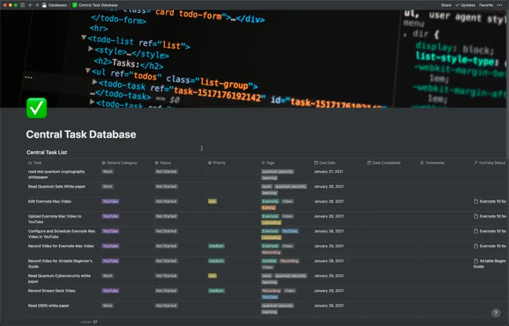 Task Database in Notion