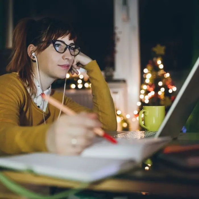 Student studying in the evening 