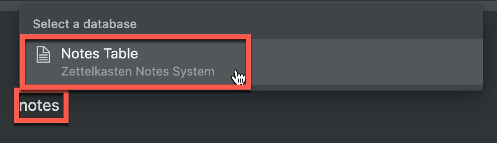 Select your Notes table