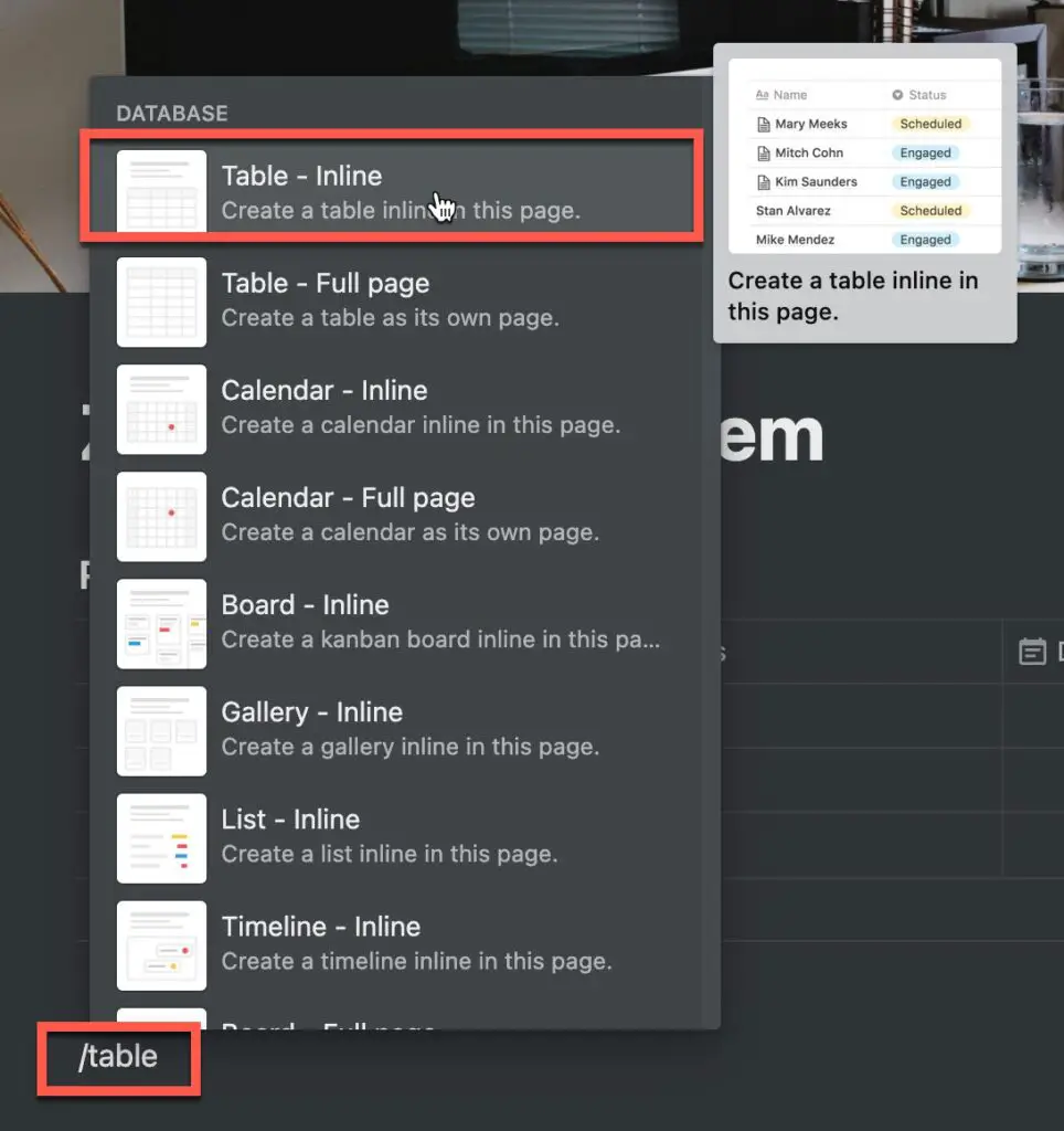 Creating a Slip Box table in Notion