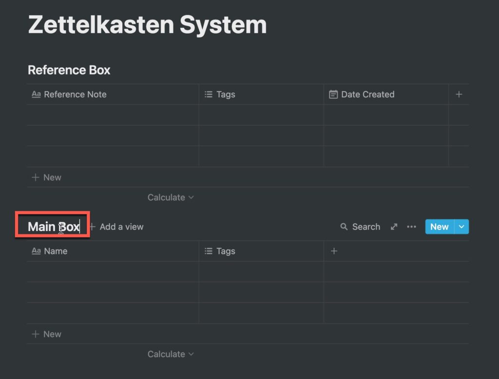 Editing title of table in Notion