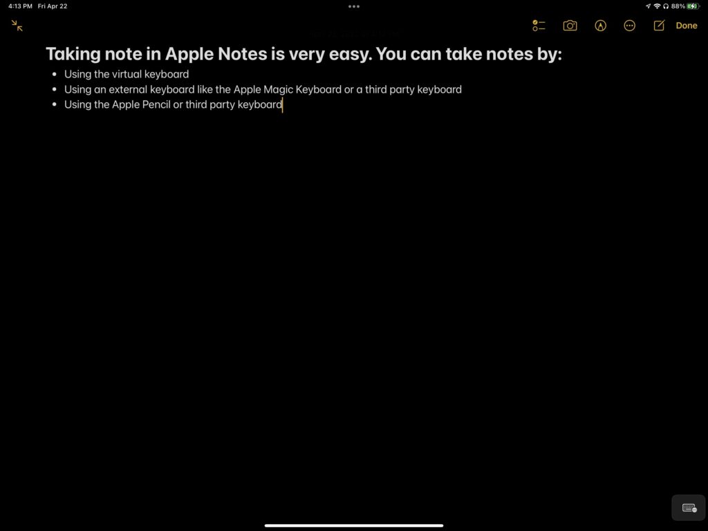 Apple Note is simple to use and very flexible