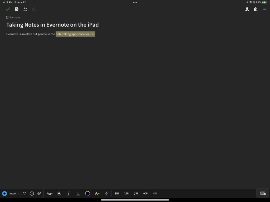 Evernote for iPad