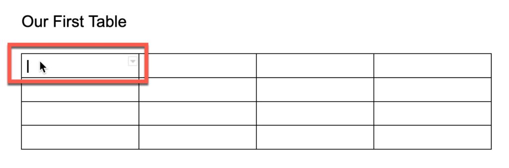 Editing a cell in a table in Google Docs 