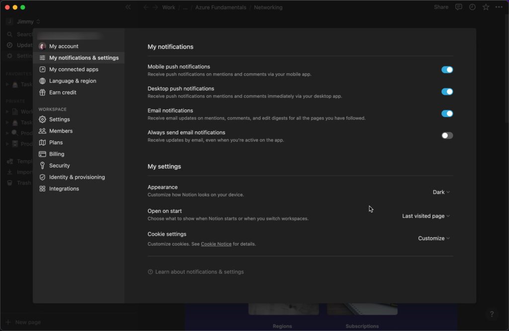 Notion for Desktop in Dark Mode
