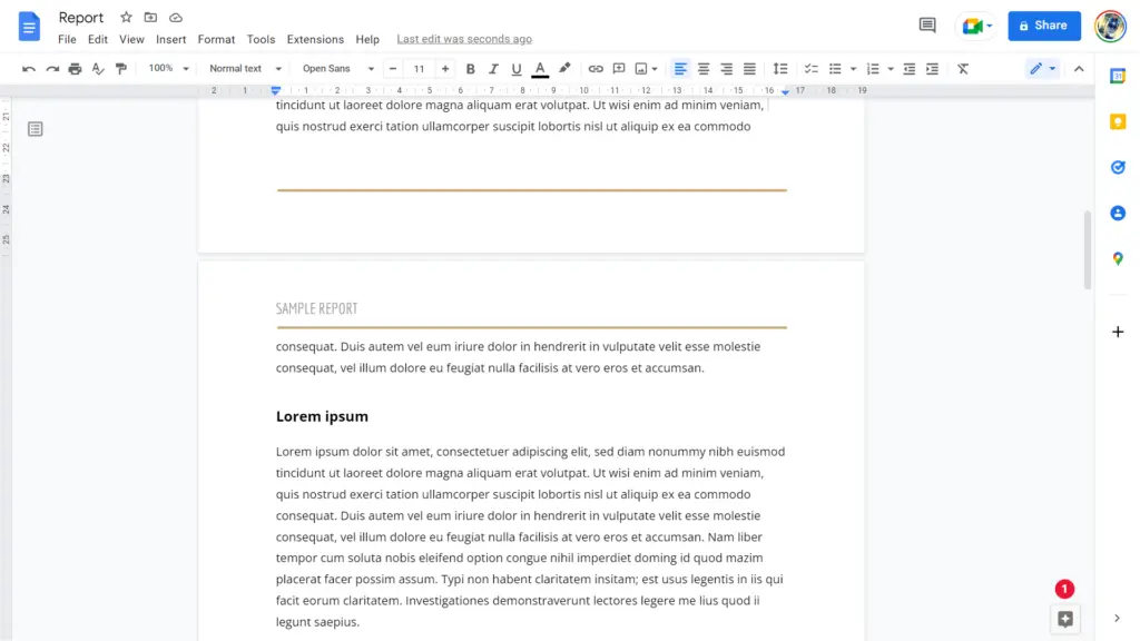 Delete a page in Google Docs with header