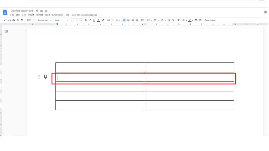 Adding new row to a table