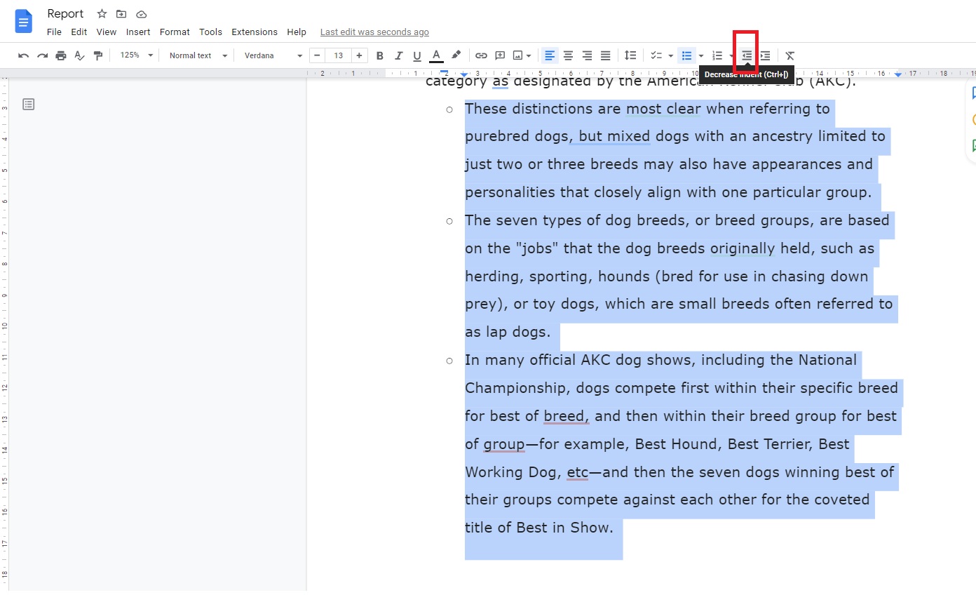 How To Go From Sub Bullet To Main Bullet in Google Docs - The ...