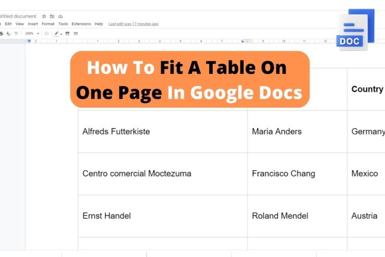 How To Fit A Table On One Page In Google Docs