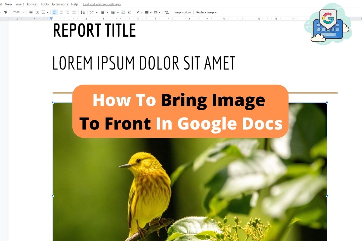 How to bring image to front in Google Docs