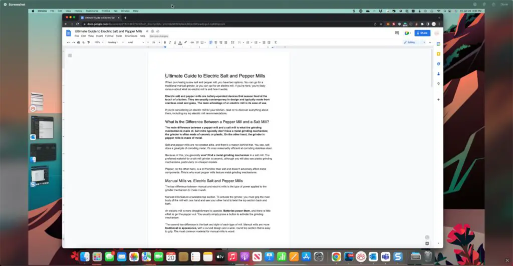 captured full screen screenshot in MacOS