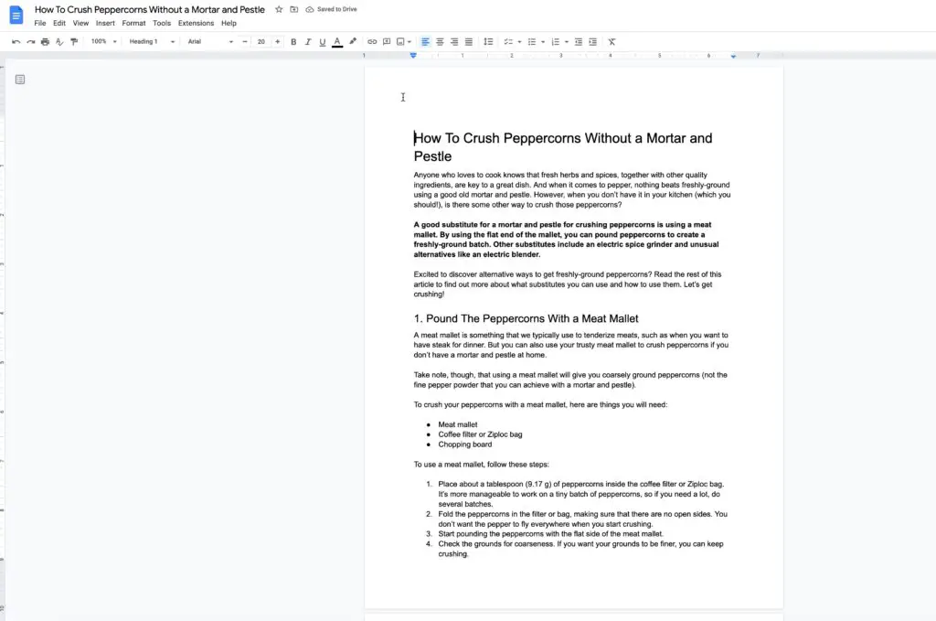 Open the document on Google Docs