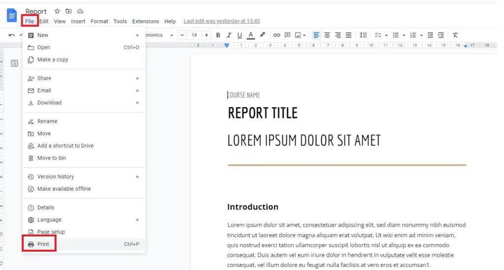 Print Google Docs