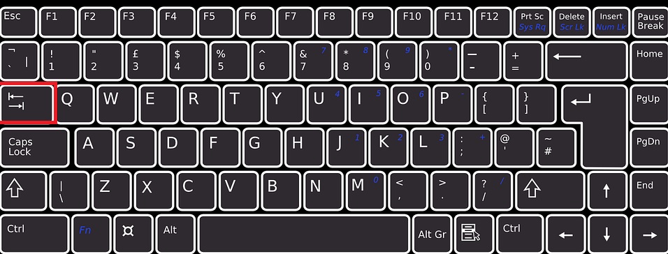 Tab key on keyboard