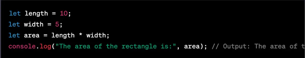 Calculating the area of a rectangle in JavaScript