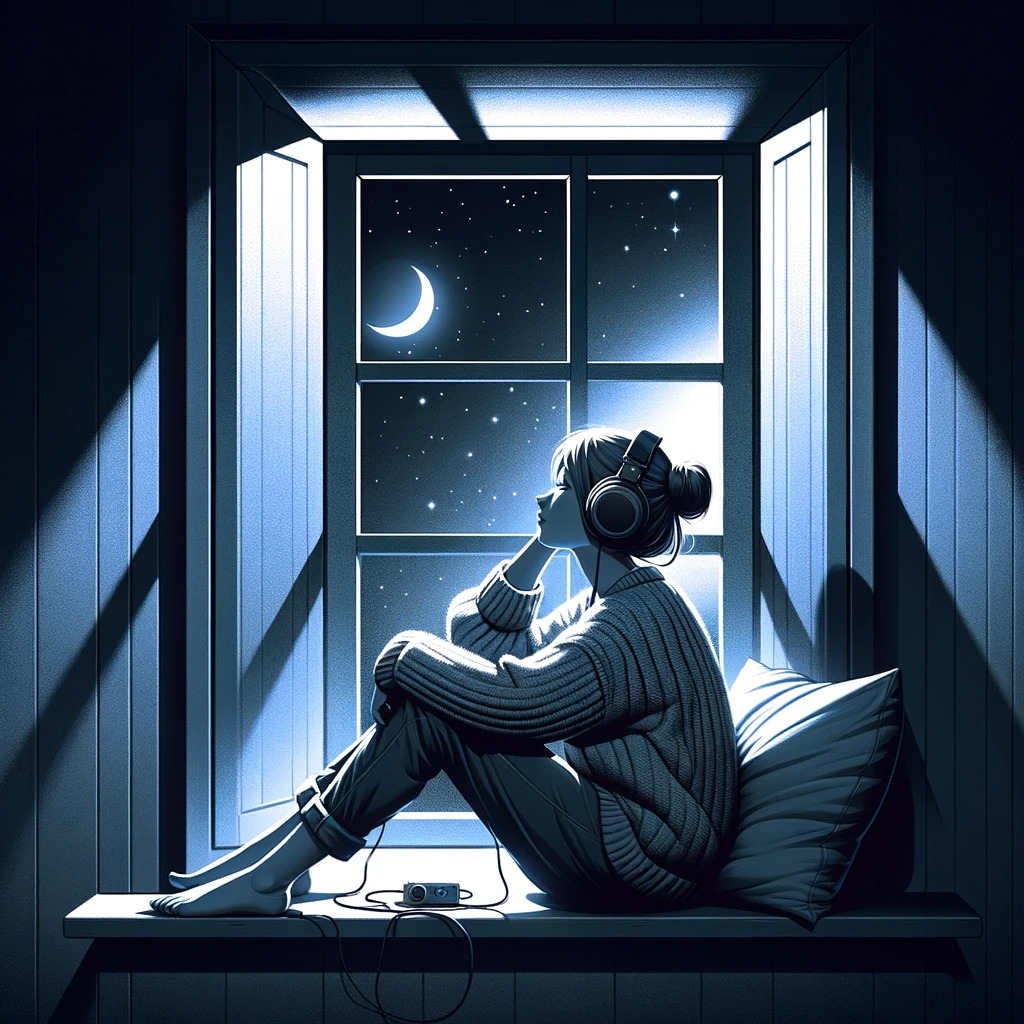 Girl listening to lofi music